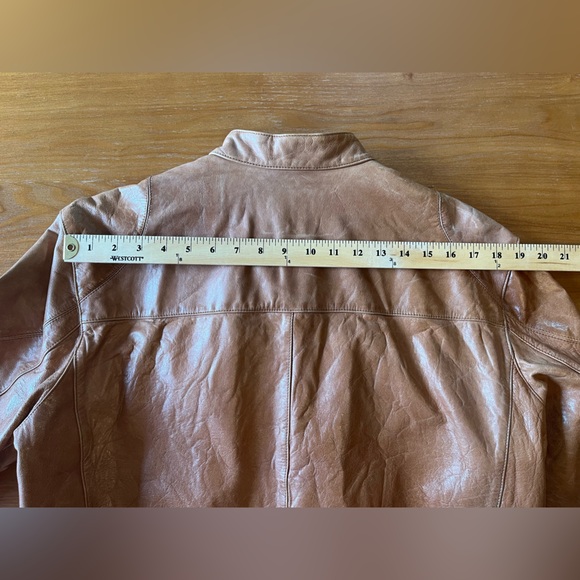 Emanuel Ungaro Men's Tan Leather Moto Jacket | Size: Large - Picture 7 of 8